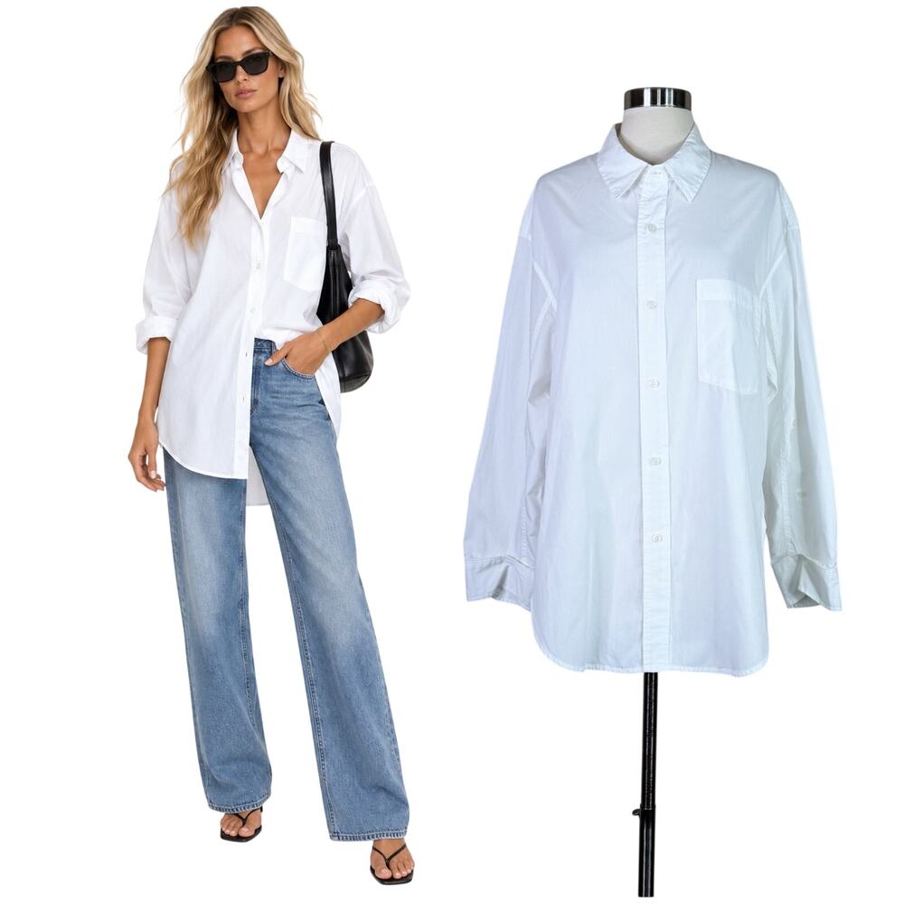 Citizens of Humanity | Kayla White Cotton Poplin Button Down Shirt Designer Top
